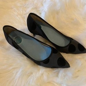 Ladies Talbots black polka dot heels size 5